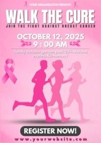 Breast Cancer Walk Flyer Template | Walk for a Cure Event A4